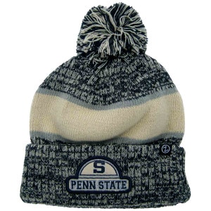 navy heather knit hat with pom and embroidered S over Penn State